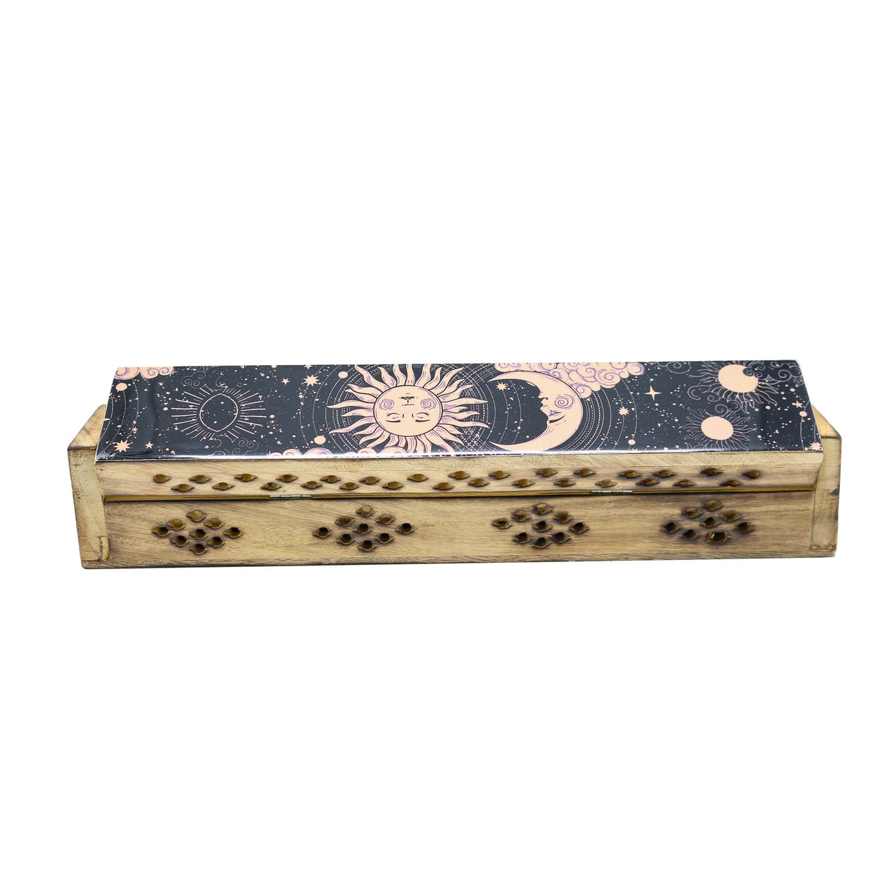 SUN & MOON PINK WOODEN INCENSE COFFIN BOX