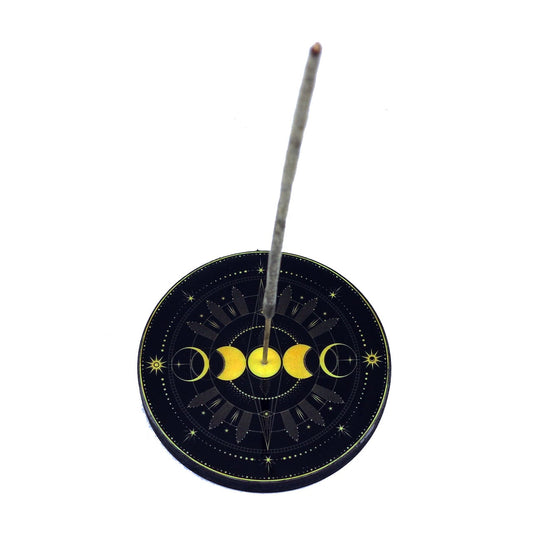 Black & Gold Triple Moon Wooden Ashcatcher 4"