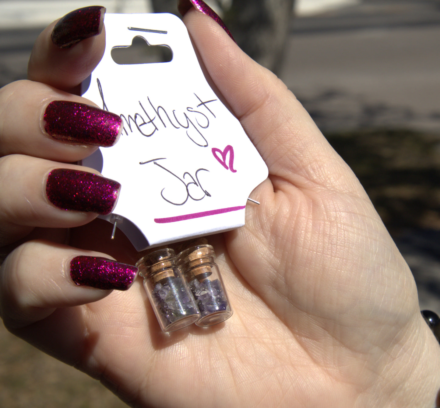 Amethyst Jar Earrings – Crystal Dangle Earrings for Protection, Intuition & Style