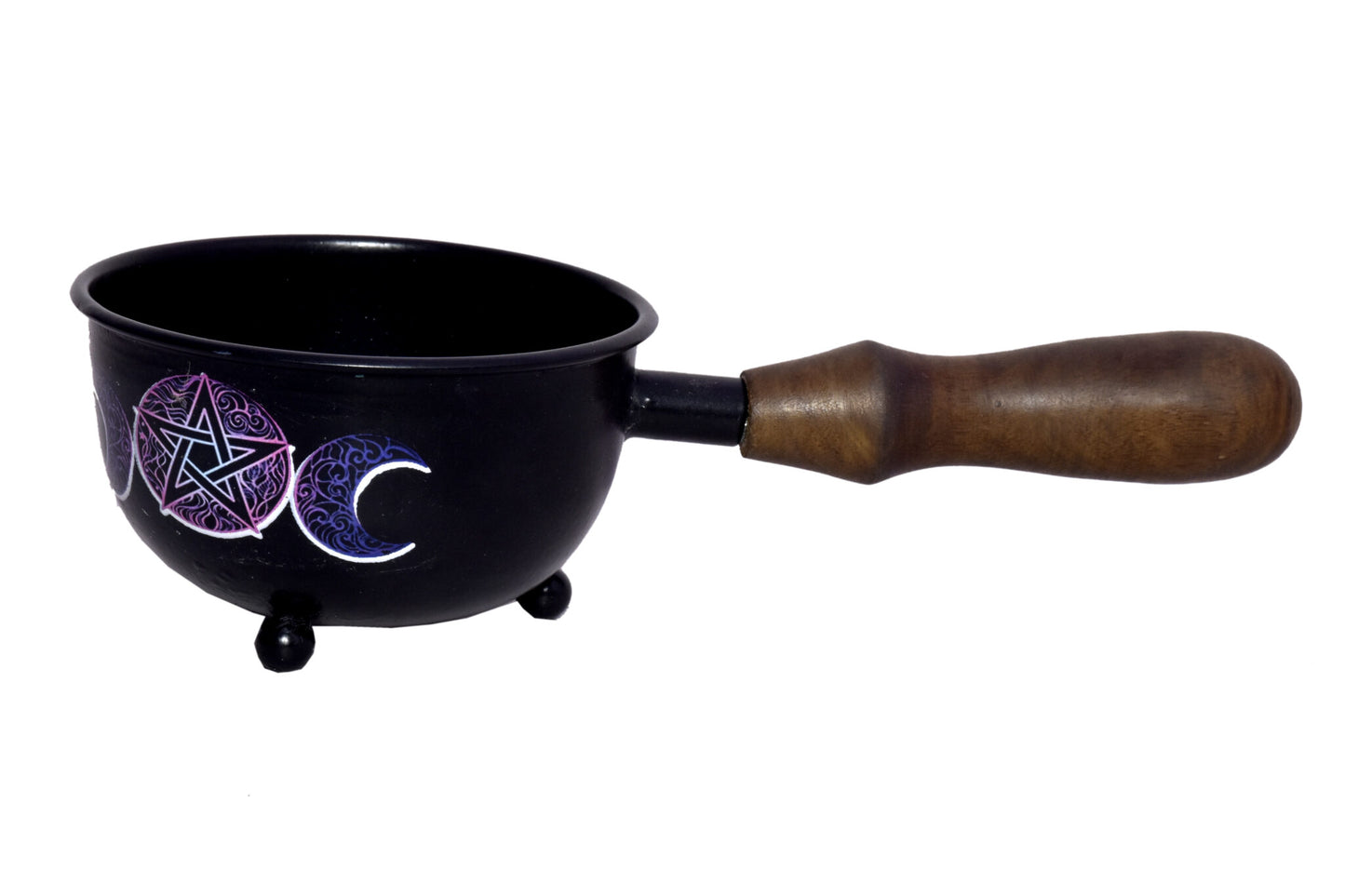 TRIPLE MOON METAL SMUDGE POT W/ HANDLE (3″)