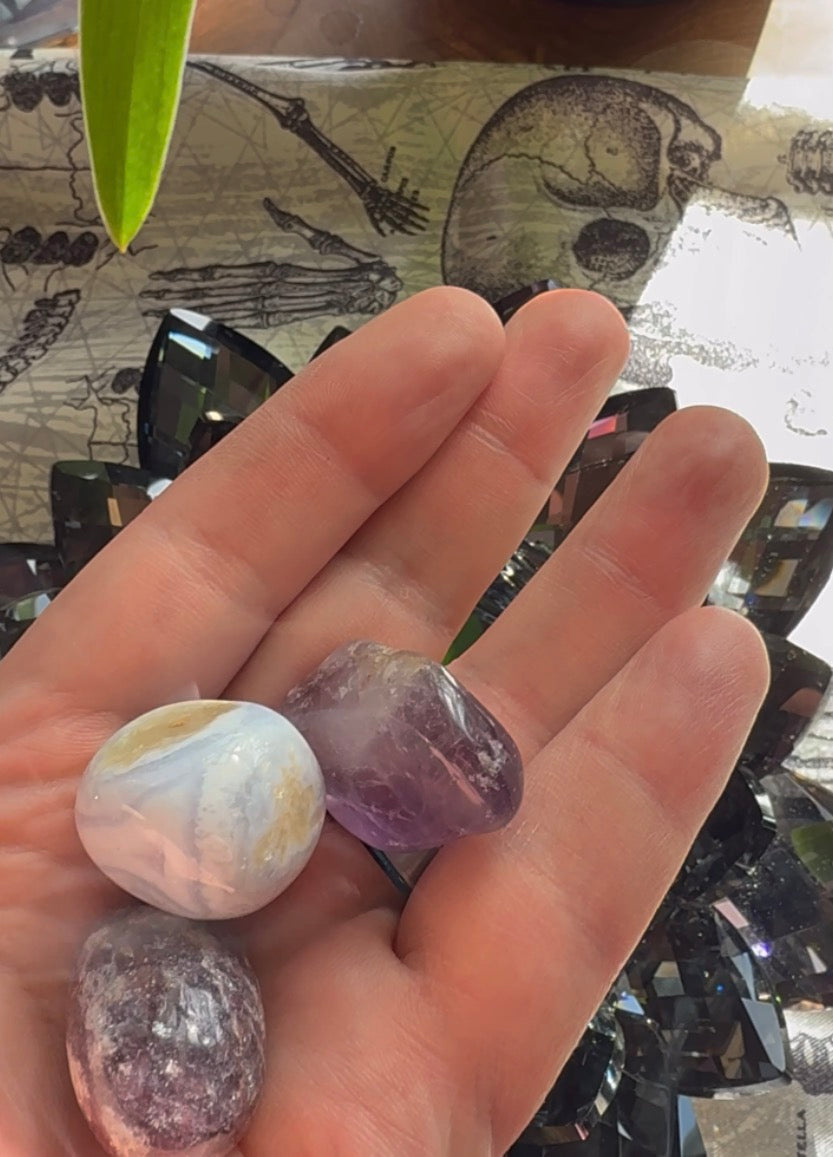 Calming Trio - Amethyst, Lepidolite, Blue Lace Agate