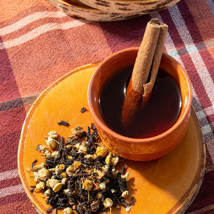 Organic Adirondack Bliss Tea Relaxing herbal tea blend Chamomile cinnamon tea Rooibos black tea blend Soothing organic tea