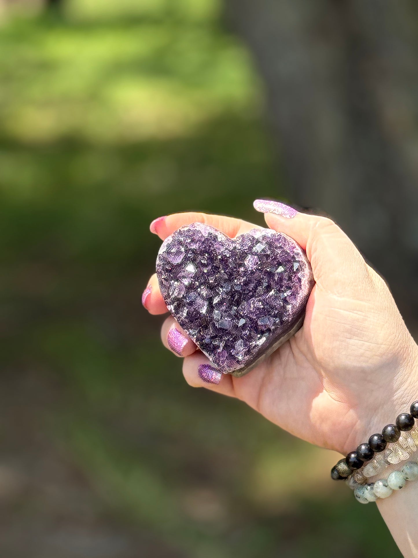 Uruguayan Amethyst Heart – Ethical Crystal Heart Cleansed for Crown & Heart Chakras (0.17–0.28 kg)