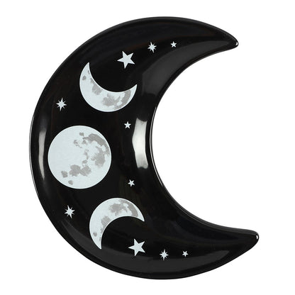 Moon Phase Crescent Trinket Tray (Black)