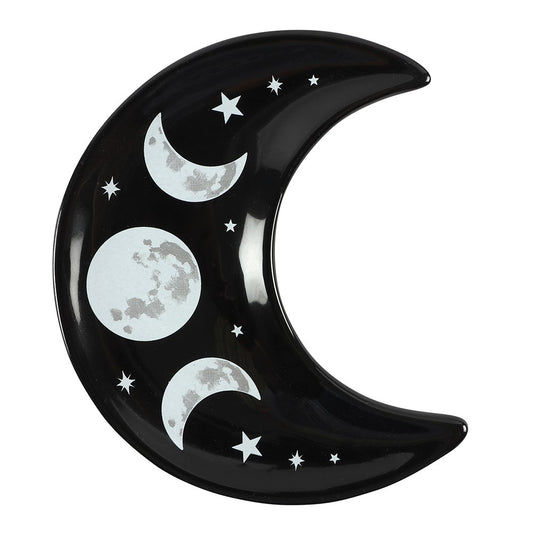 Moon Phase Crescent Trinket Tray (Black)