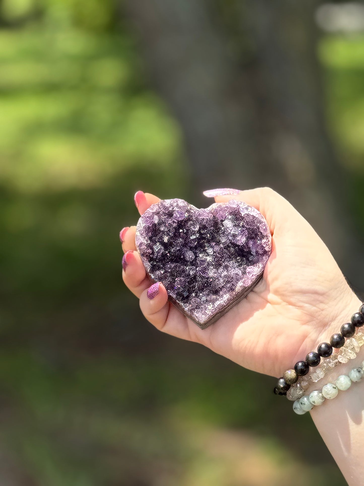 Uruguayan Amethyst Heart – Ethical Crystal Heart Cleansed for Crown & Heart Chakras (0.17–0.28 kg)