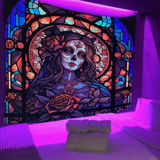 UV Reactive Skull Tapestry Wall Hanging