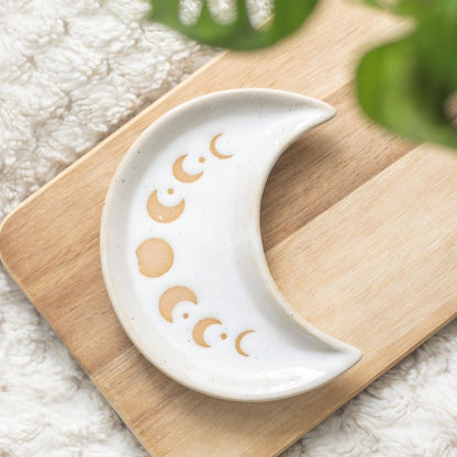 Moon Phase Crescent Trinket Tray (White)