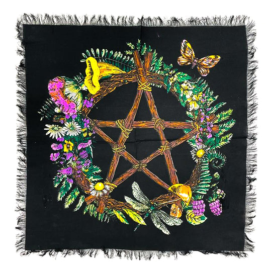 Floral Pentagram Altar Cloth 24x24