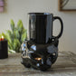 Cat Tea Light Mug Warmer Set - Ceramic Mug and Warmer Close-up of Cat Design on Ceramic Mug Cat Tea Light Warmer with Mug in Use Box Packaging of Cat Tea Light Mug Warmer Set