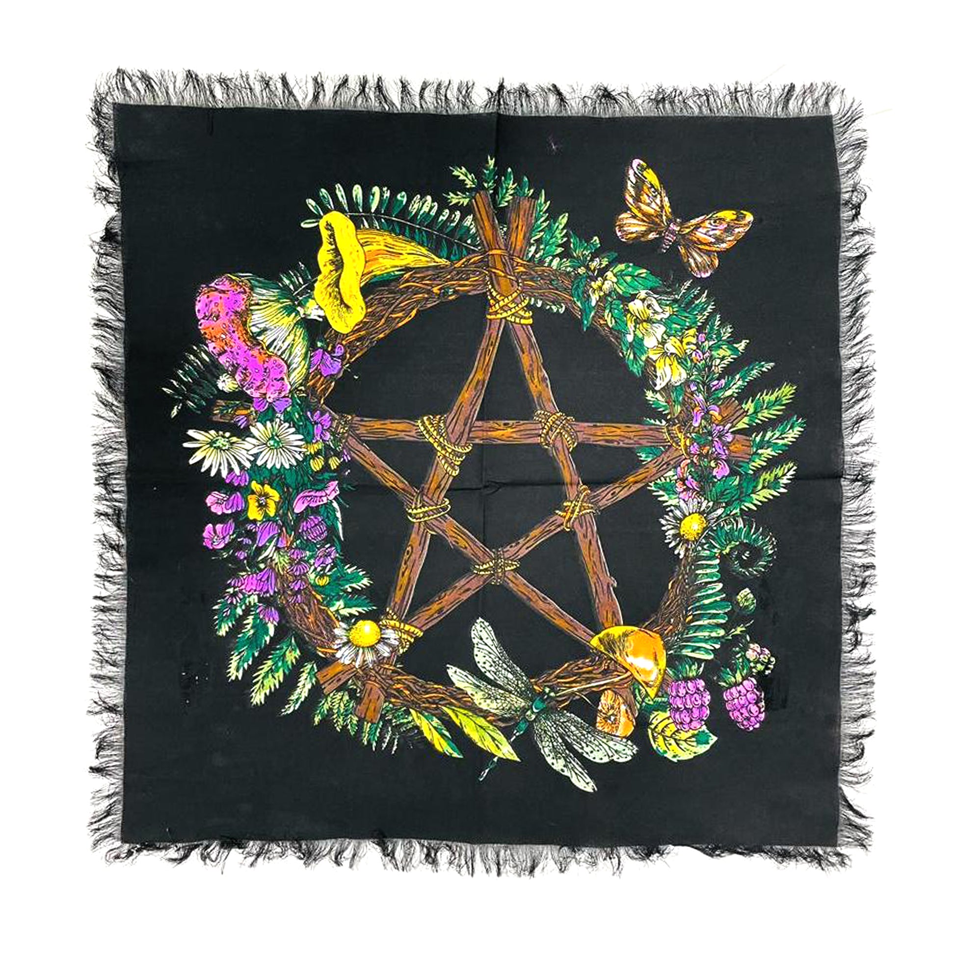 Floral Pentegram 18" X 18" Altar Cloth Tapestry - Dear Universe