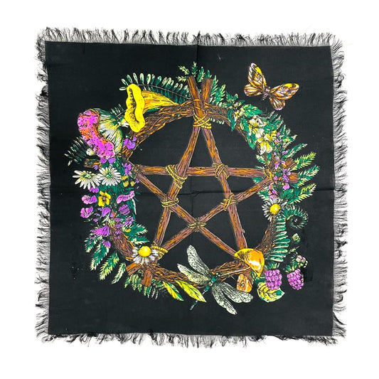 Floral Pentegram 18" X 18" Altar Cloth Tapestry - Dear Universe