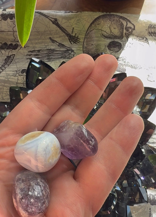 Calming Trio - Amethyst, Lepidolite, Blue Lace Agate