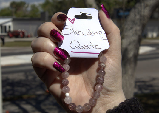 Strawberry Quartz Bracelet 8mm