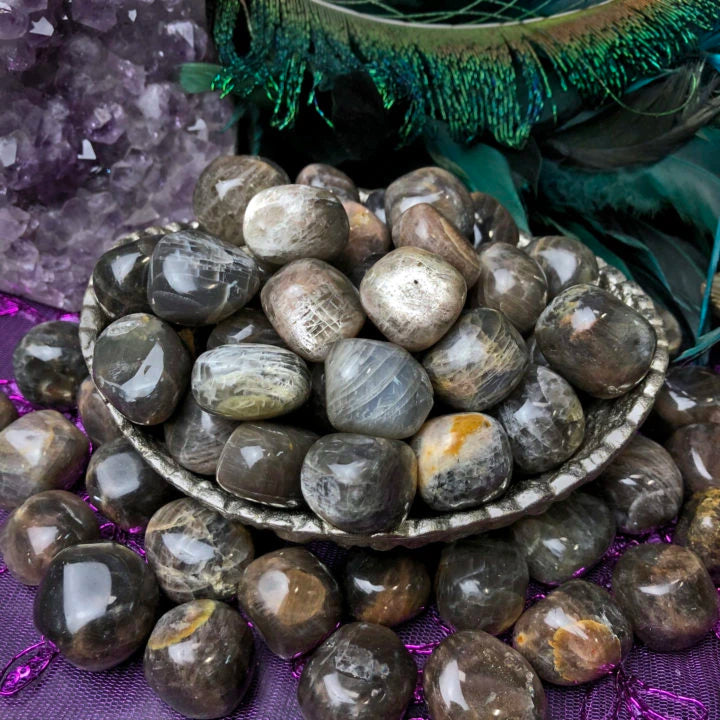 Black Moonstone, healing crystals, emotional balance, spiritual growth, protection, grounding stones, psychic abilities, meditation crystals