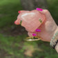 Rose Quartz Heart on Gold Stand – Crystal of Love & Emotional Healing