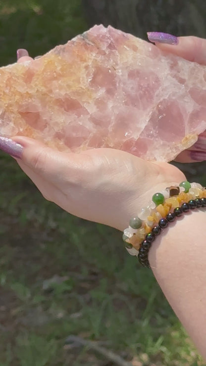 Rose Quartz With Golden Healer Slab