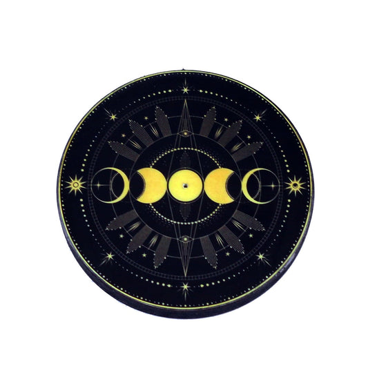 Black & Gold Triple Moon Wooden Ashcatcher 4"